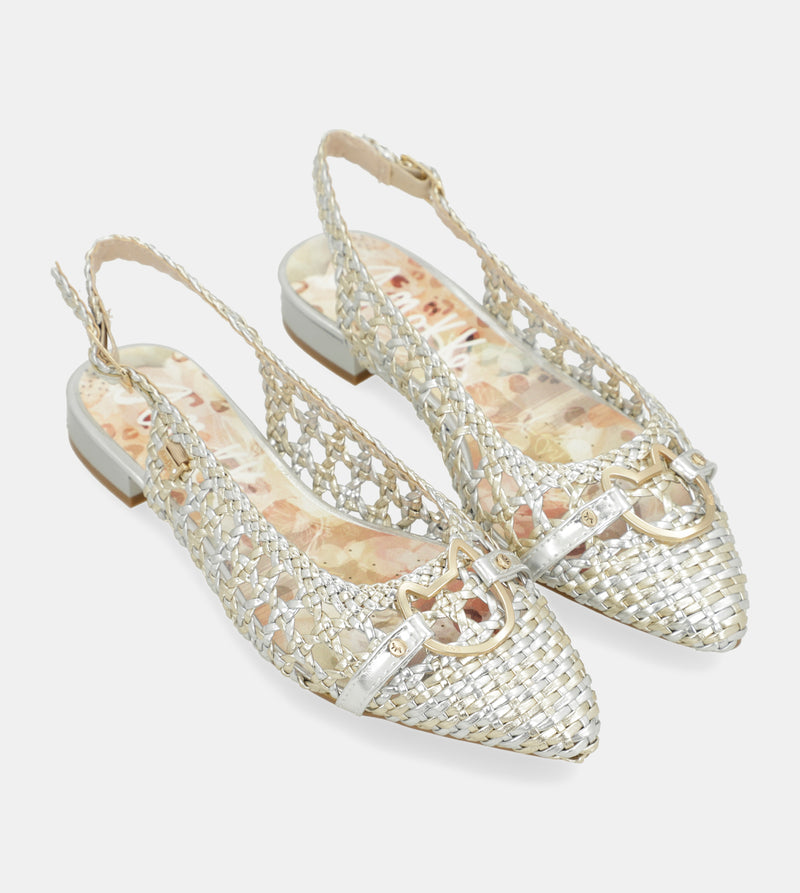 Ballerines slingback dorées et argentées